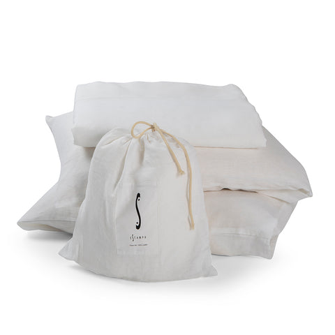 JUEGO DE SABANAS LINO BLANCO TWIN