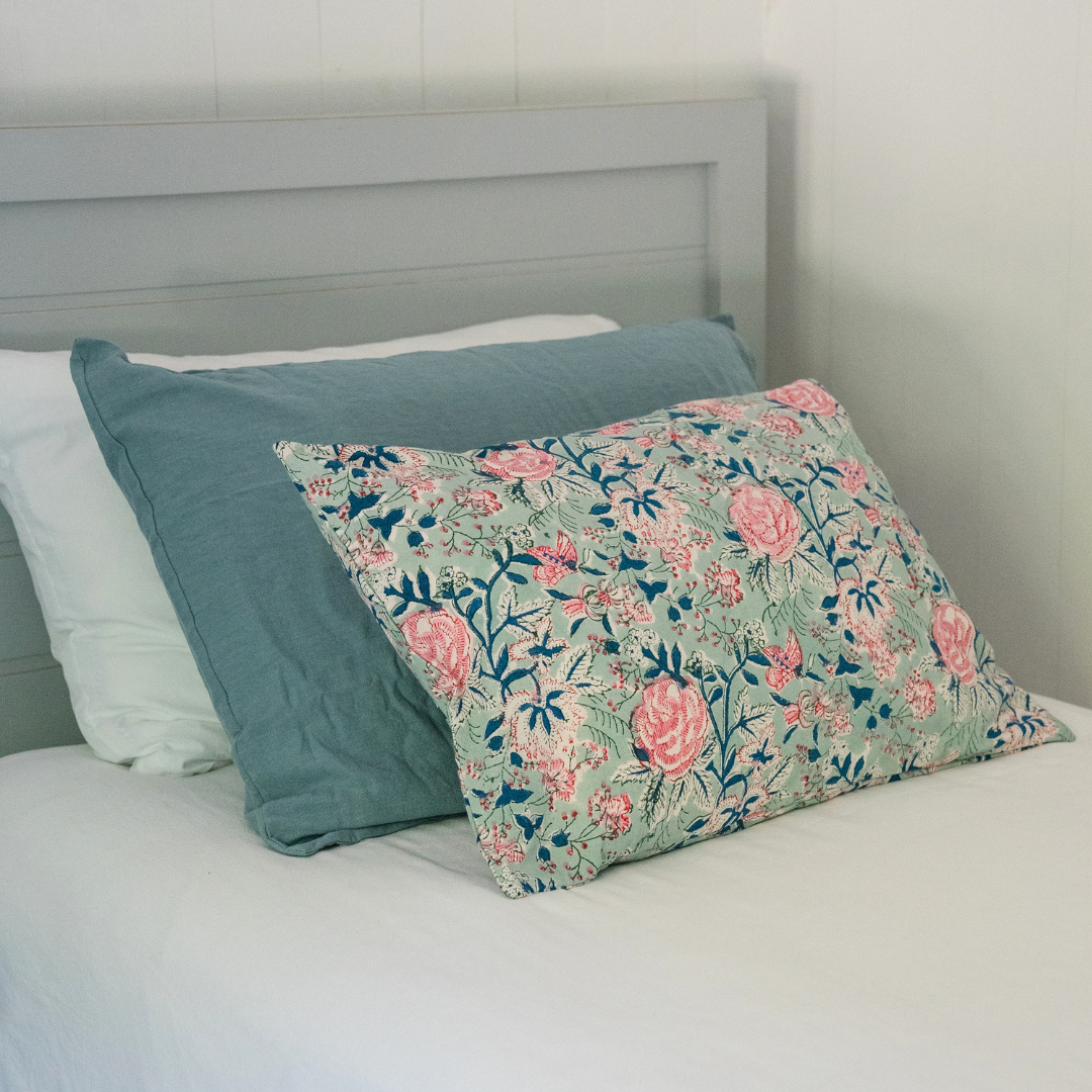 FUNDA COJIN LINO TURQUESA 60X40