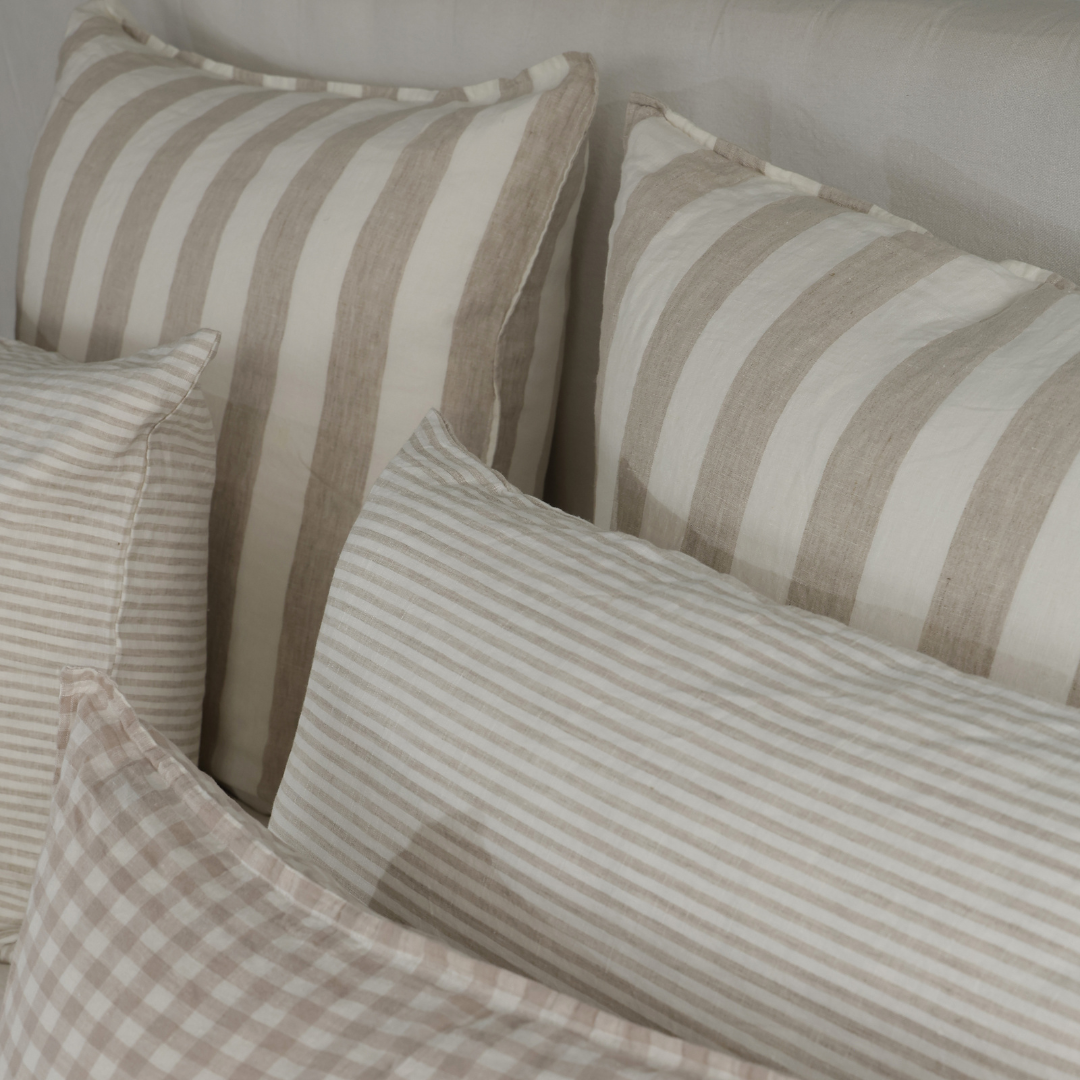 FUNDA ALMOHADON CAPRI RAYAS M BEIGE 70X50