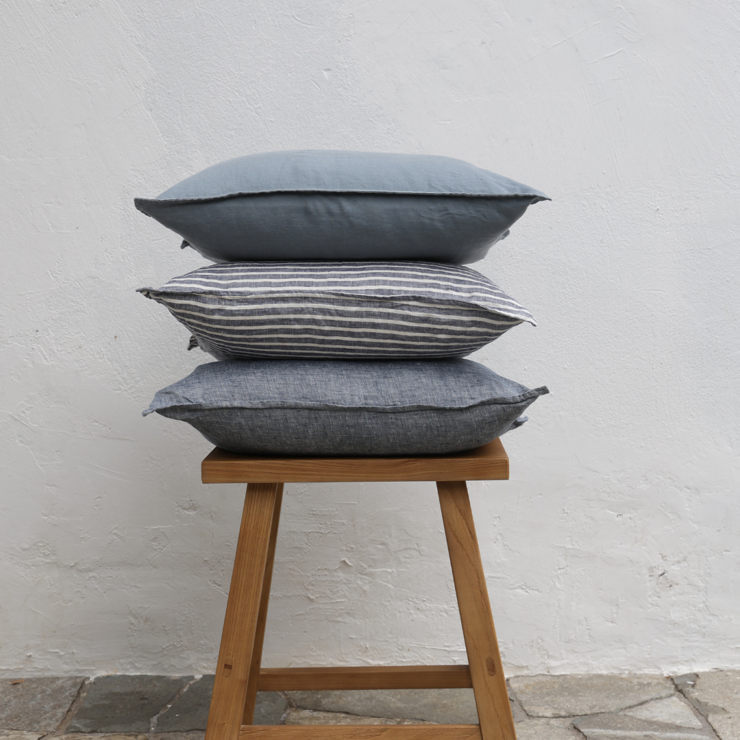 FUNDA COJIN LINO CAPRI STRIPE BLUE M 50x50