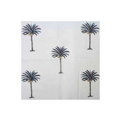 SERVILLETA PALMERA AZUL BLOCK PRINT