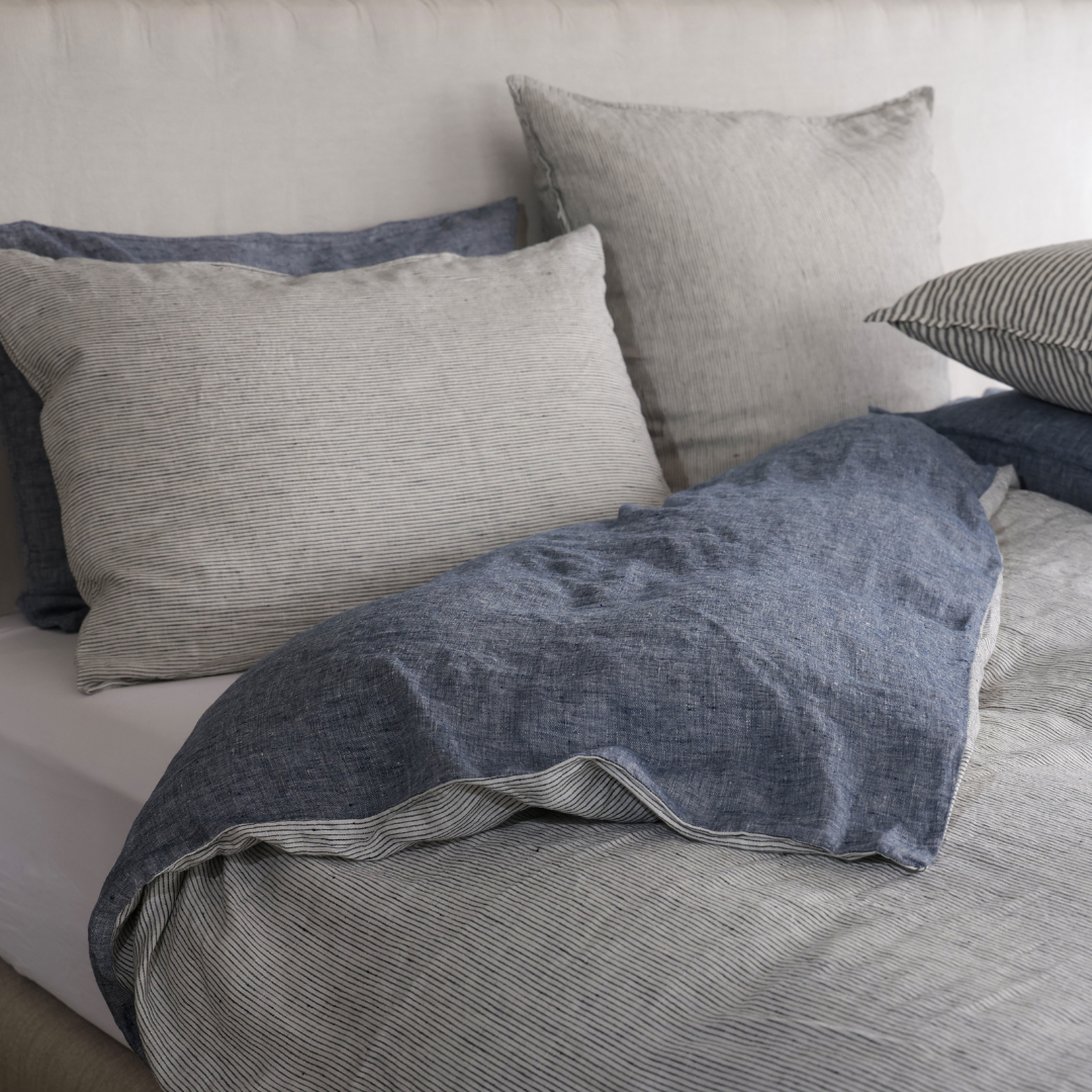 FUNDA ALMOHADON CAPRI RAYAS GRISES S 70X50