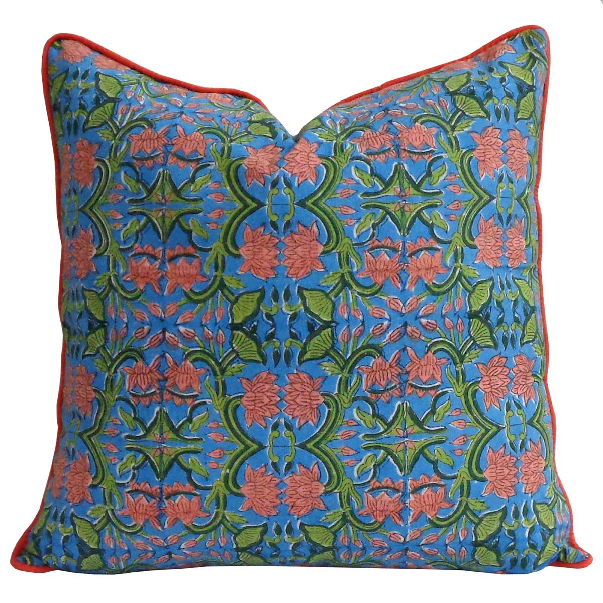 FUNDA COJIN BLOCK PRINT LOTUS GREEN 50x50
