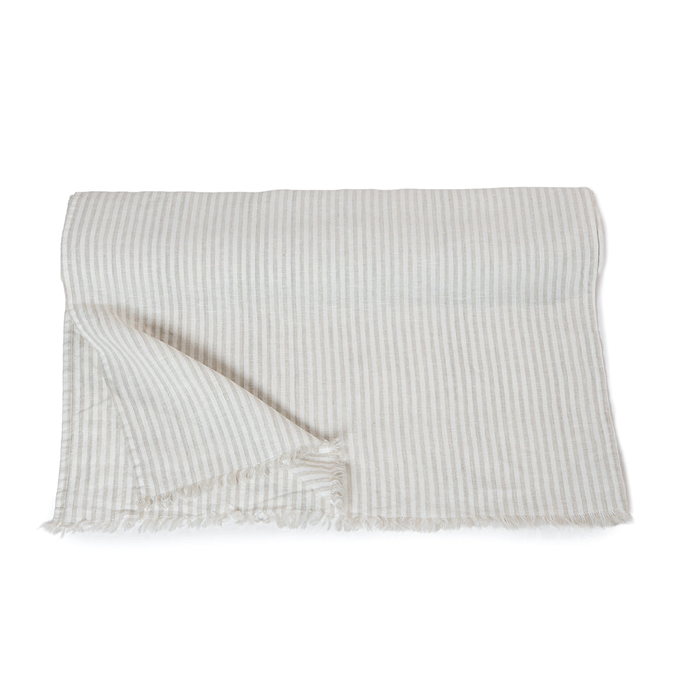 CAMINO DE MESA LINO CAPRI RAYAS BEIGE