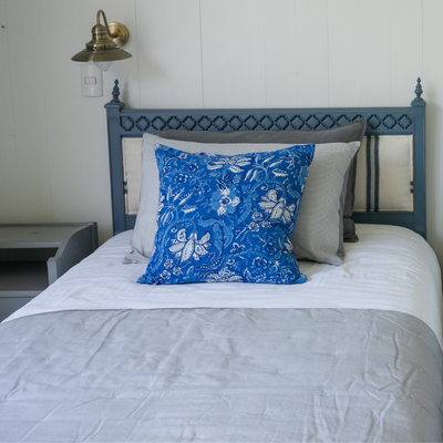 FUNDA COJIN BLOCK PRINT ANA BLUE 50x50