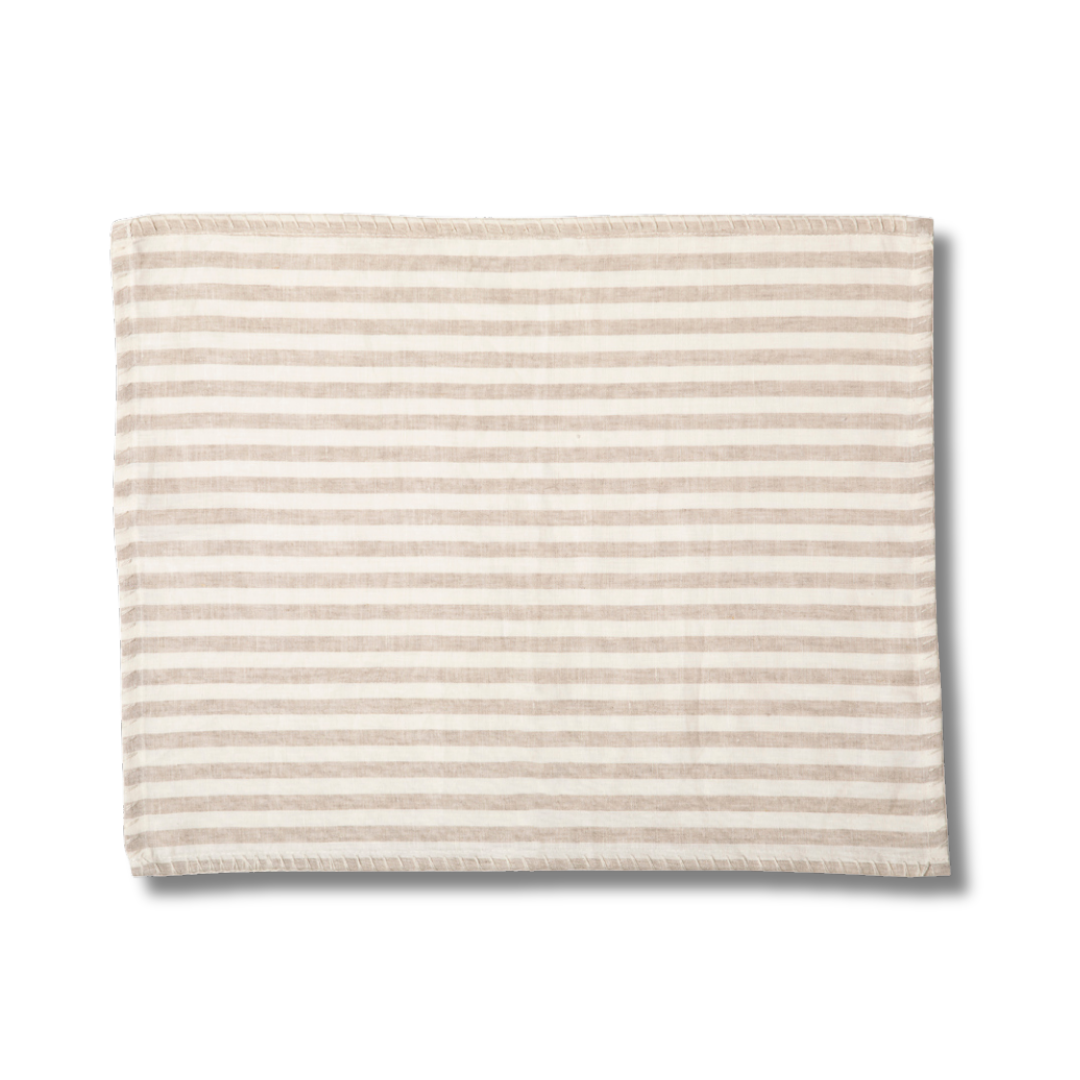 INDIVIDUAL LINO GRIS RAYAS BEIGE