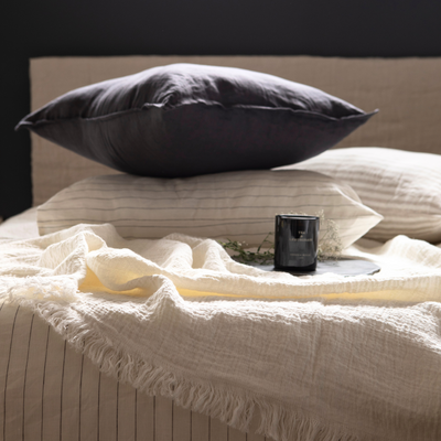 FUNDA ALMOHADON LINO STRIPE GRIS 70X50