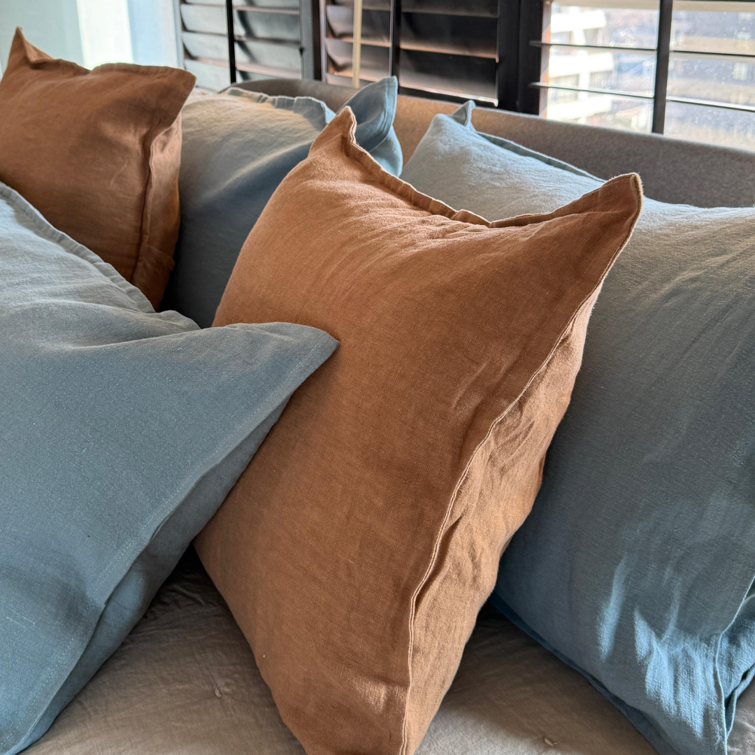 FUNDA COJIN LINO TURQUESA 60X40