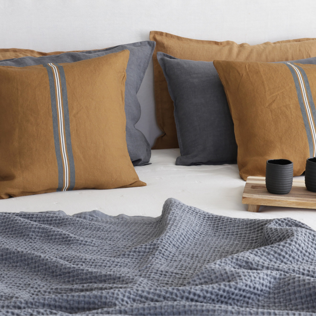FUNDA ALMOHADON LINO GRIS OSCURO 70X50