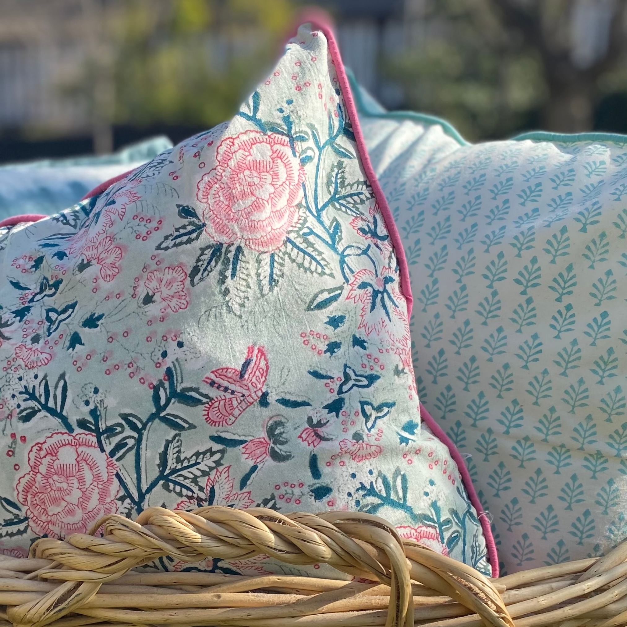 FUNDA COJIN BLOCK PRINT MIST WHITE 50x50