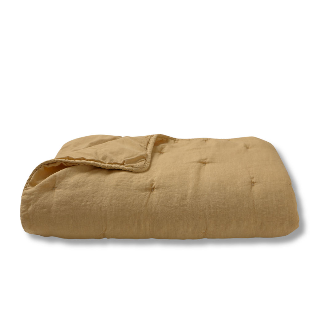 PIECERA QUILT LINO CAMEL 100X270
