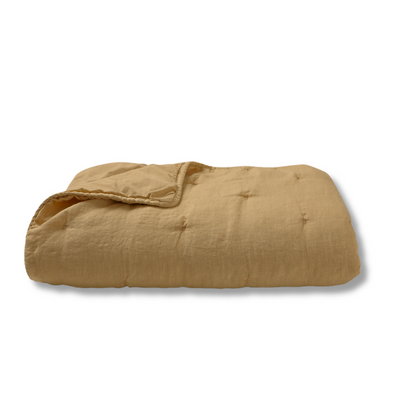 PIECERA QUILT LINO CAMEL 100X270