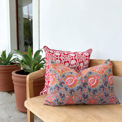 FUNDA COJIN BLOCK PRINT BAUHAUS RED 50x50