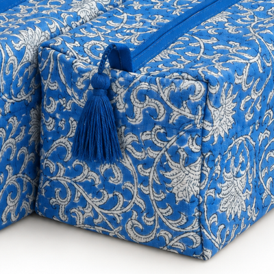 COSMETIQUERO BLOCK PRINT FLORAL BLUE