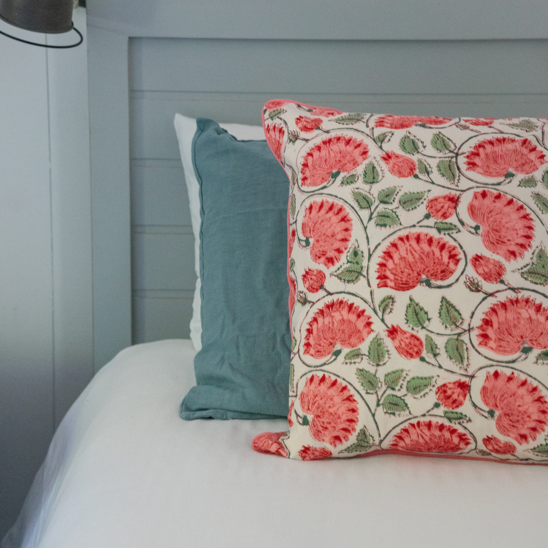 FUNDA COJIN LINO TURQUESA 60X40