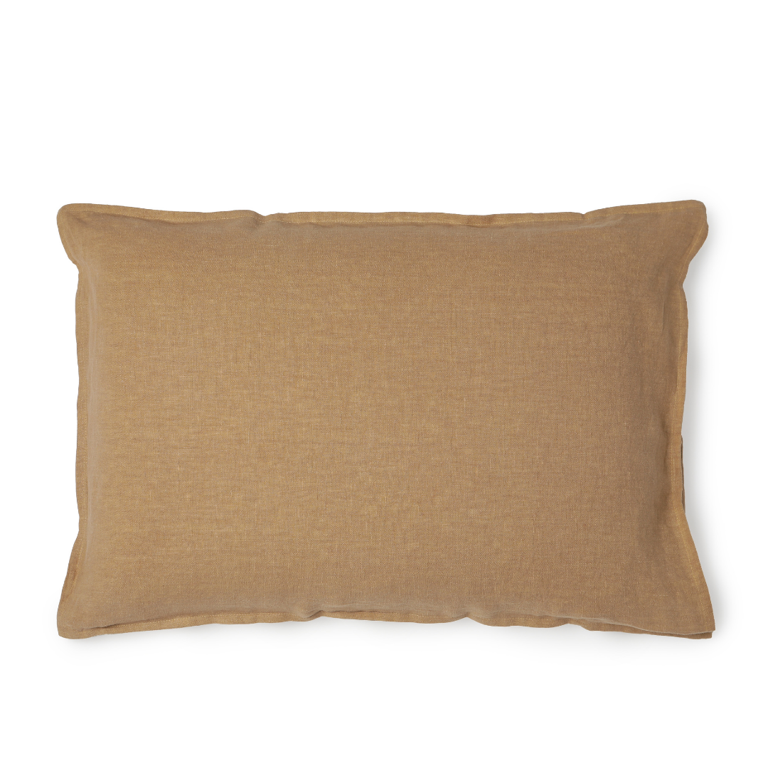 FUNDA ALMOHADON LINO CAMEL 70X50