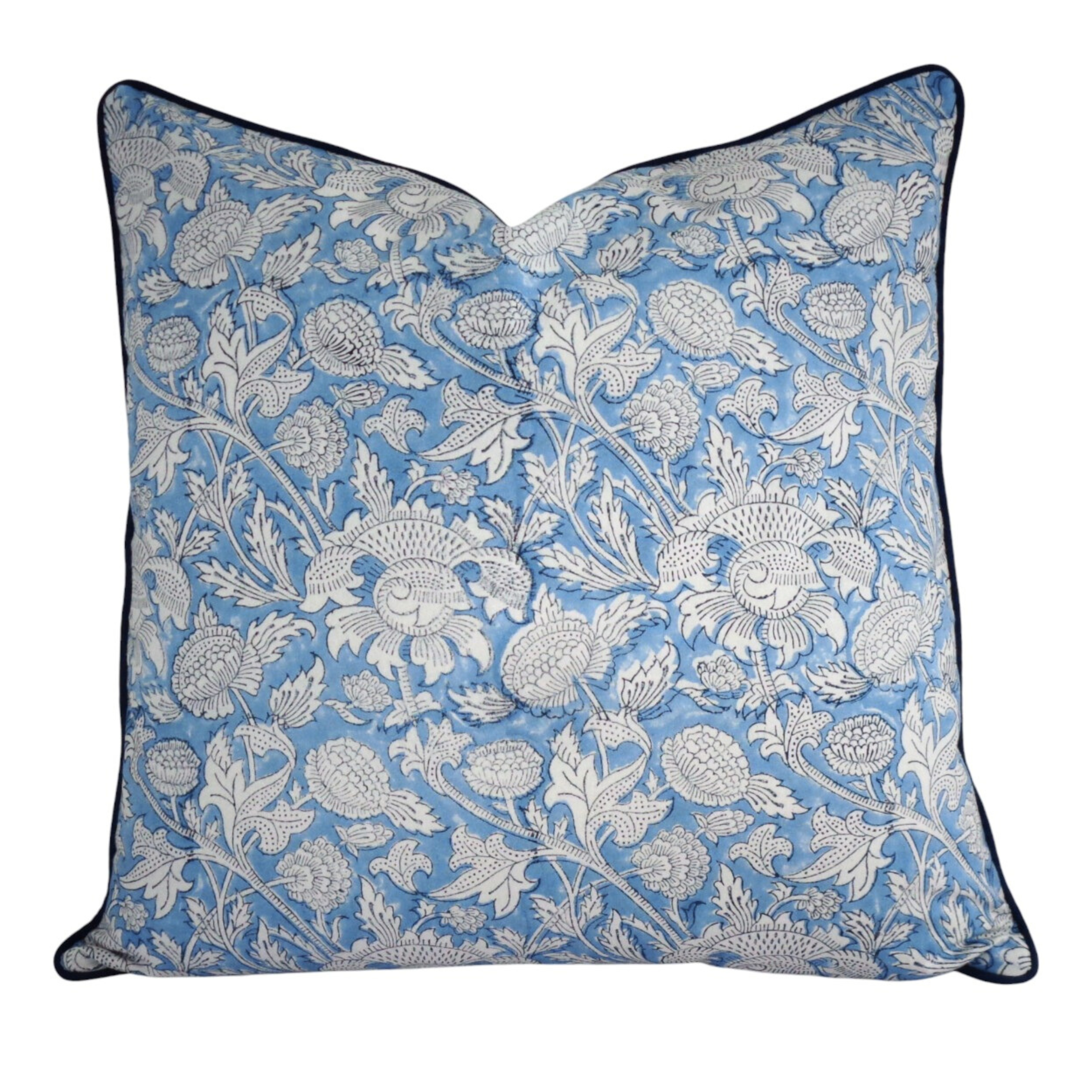 FUNDA COJIN BLOCK PRINT GUD BLUE 50X50