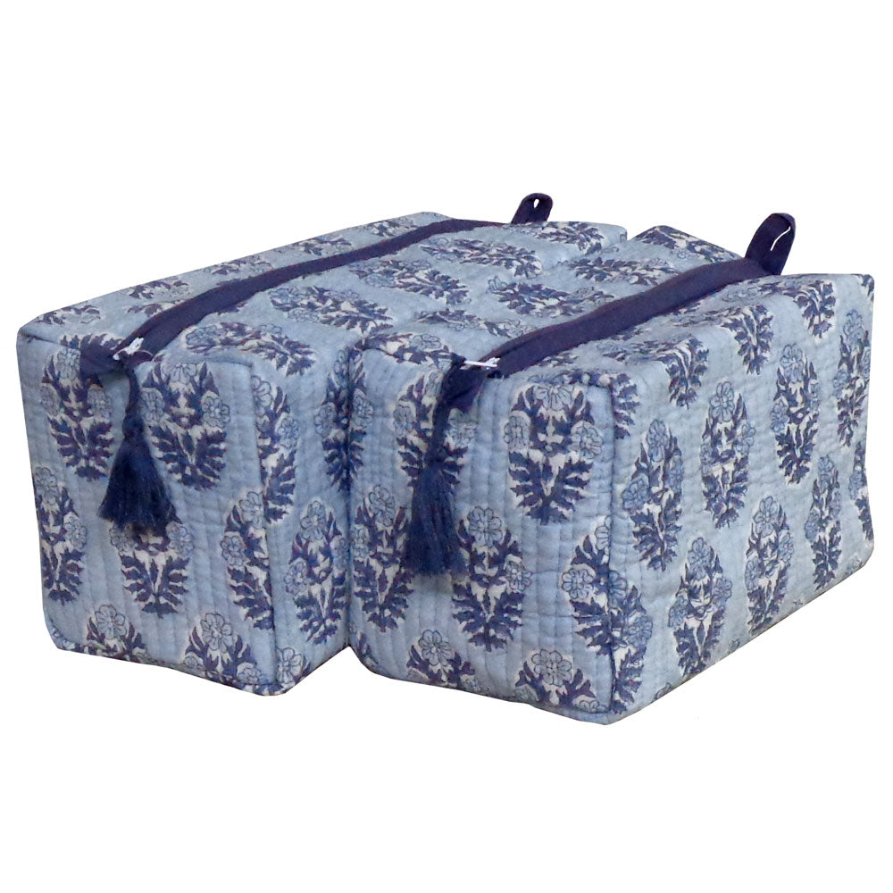 COSMETIQUERO BLOCK PRINT BOOTA BLUE