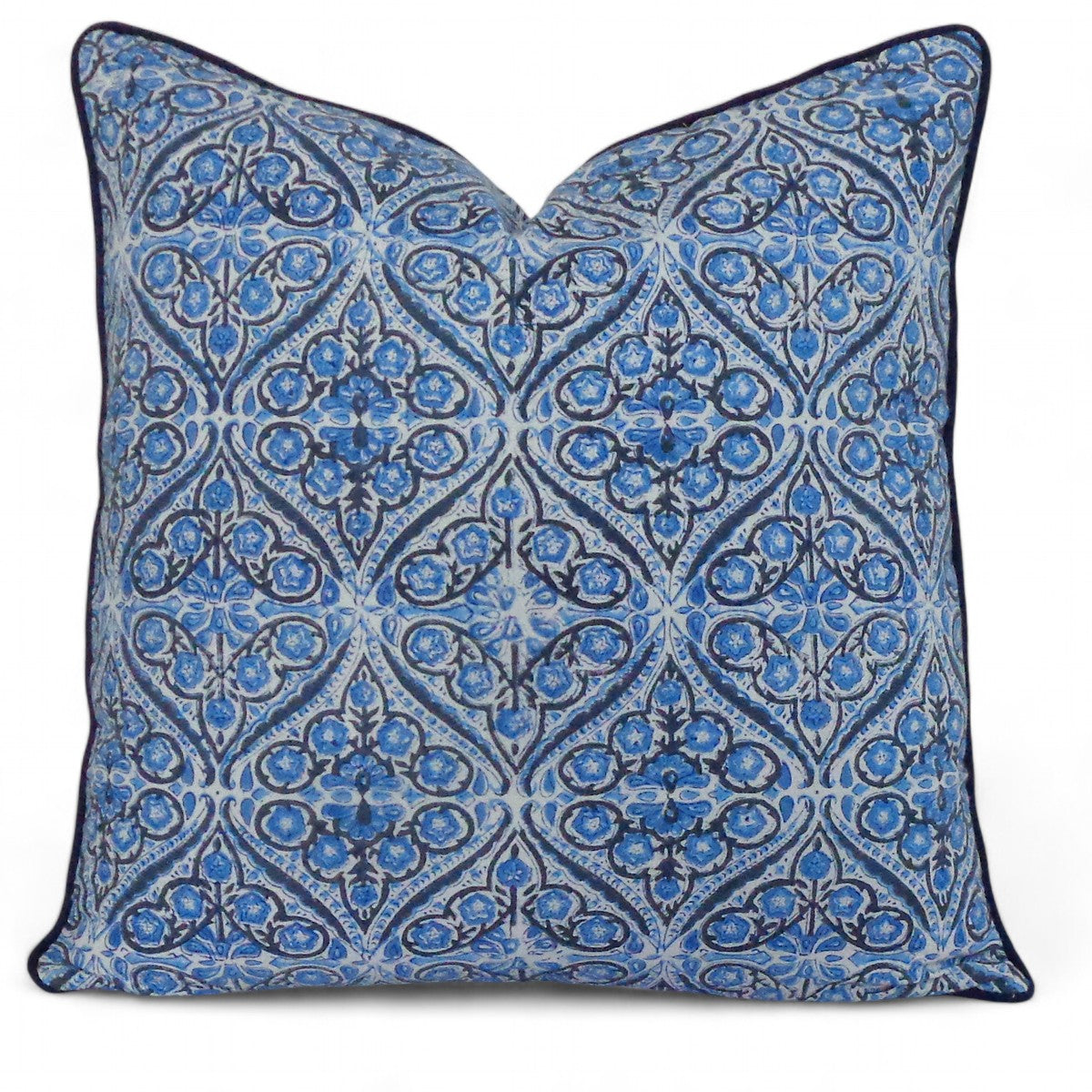 FUNDA COJIN BLOCK PRINT CHOKRI BLUE 50x50