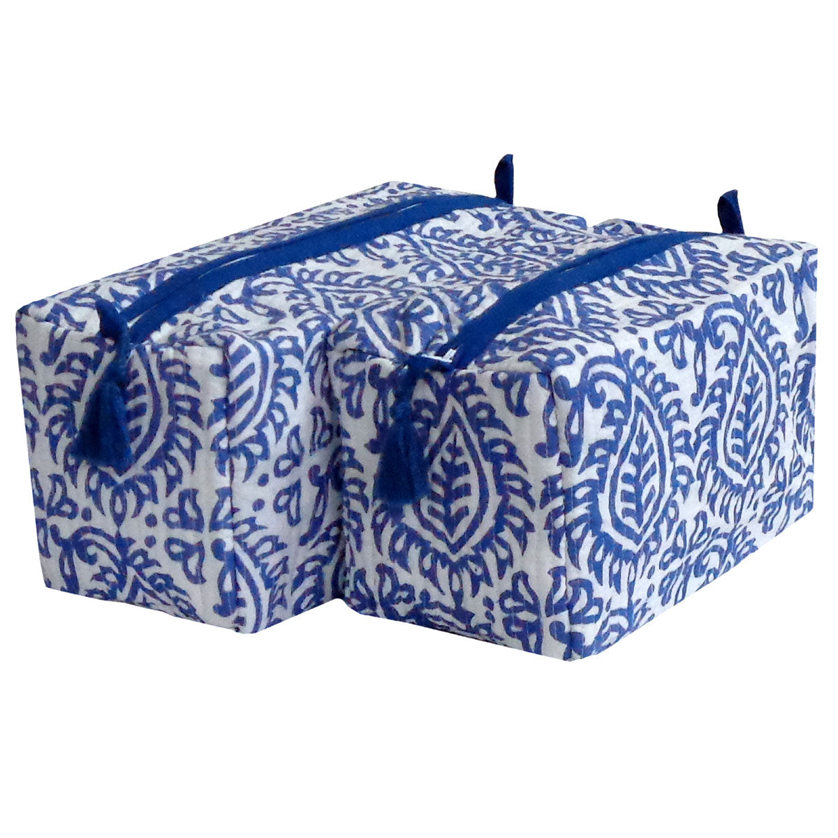 COSMETIQUERO BLOCK PRINT LEAF AZUL