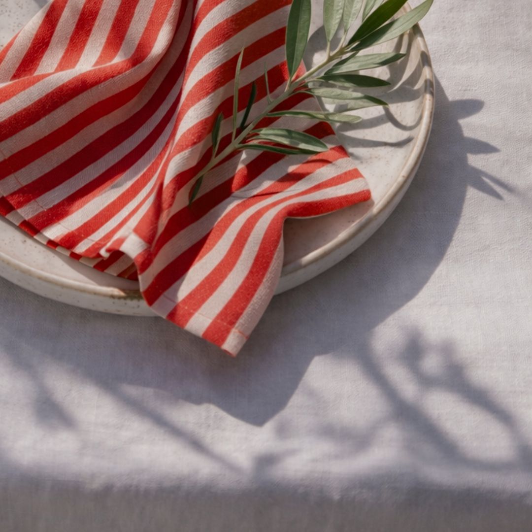 SERVILLETA STRIPE PINK BLOCK PRINT