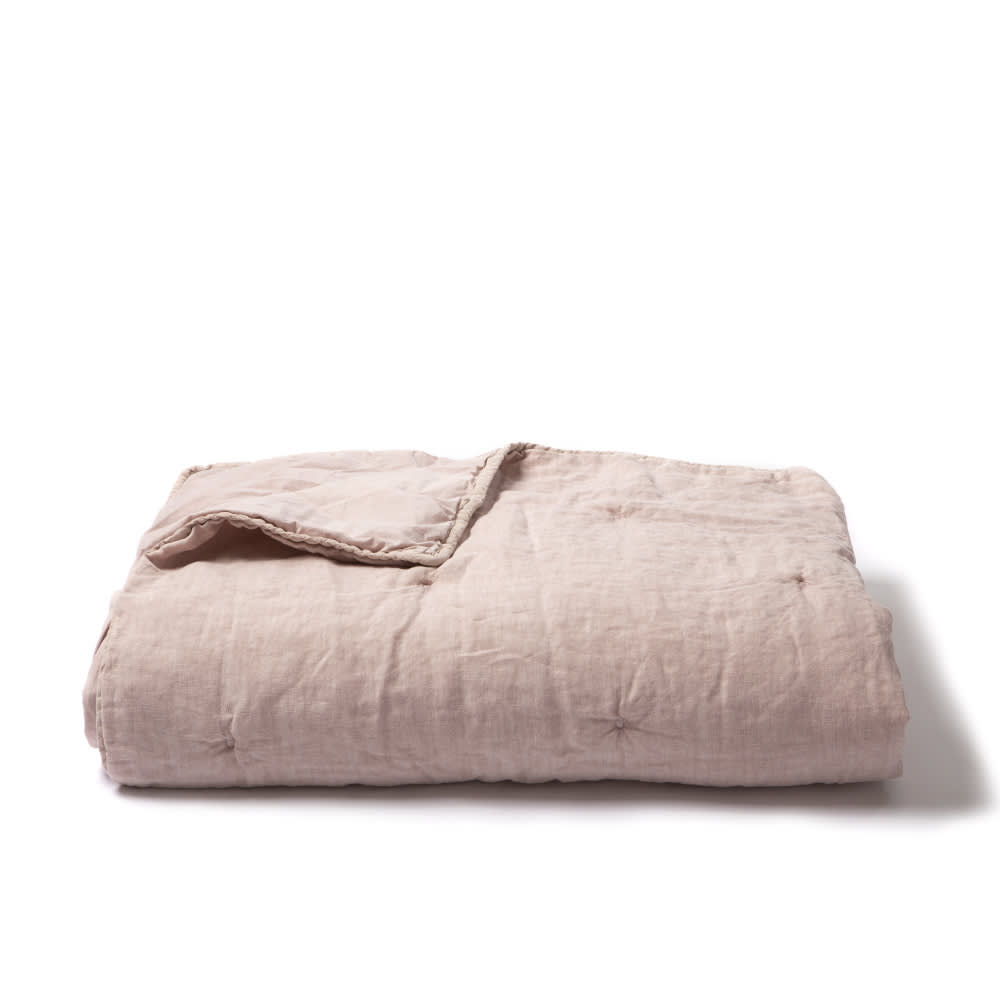 CUBRECAMA PIECERA QUILT LINO PALO DE ROSA 100X160