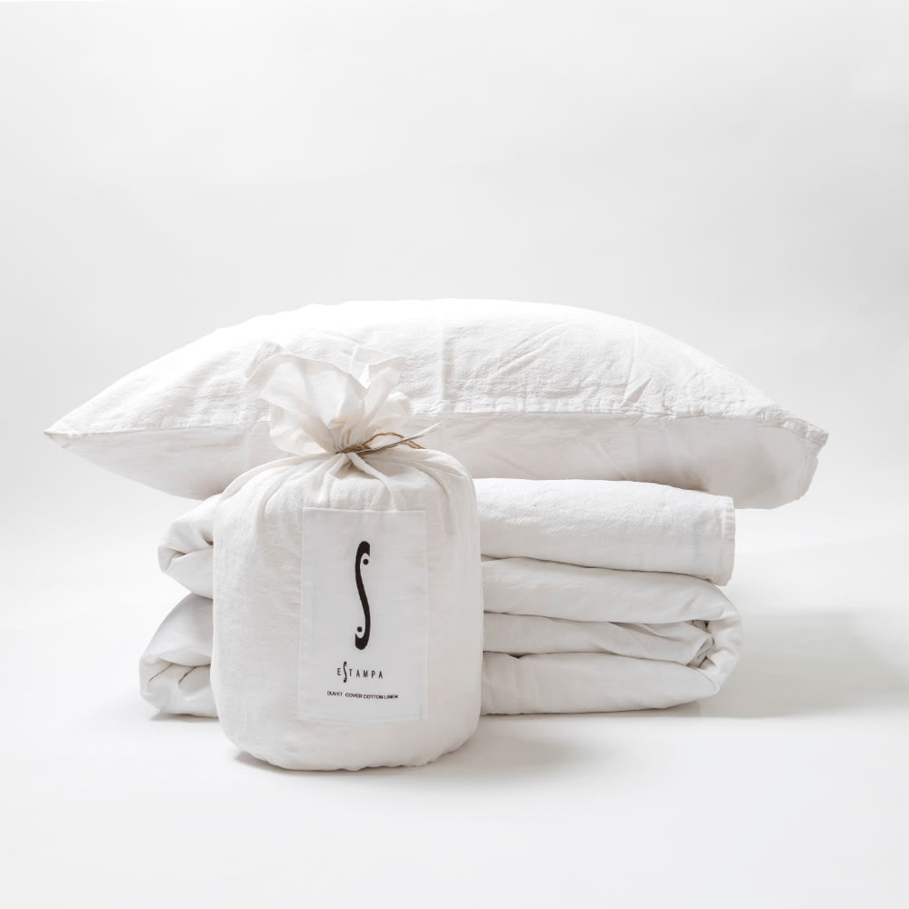 CUBREPLUMÓN ALGODON/LINO BLANCO