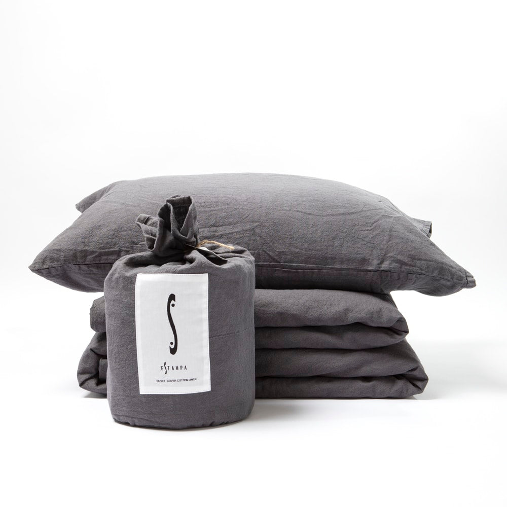 CUBREPLUMÓN ALGODON/LINO GRIS OSCURO