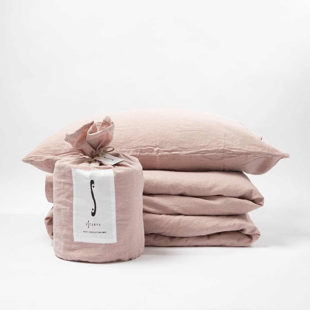 CUBREPLUMÓN ALGODON/LINO PALO DE ROSA rosado