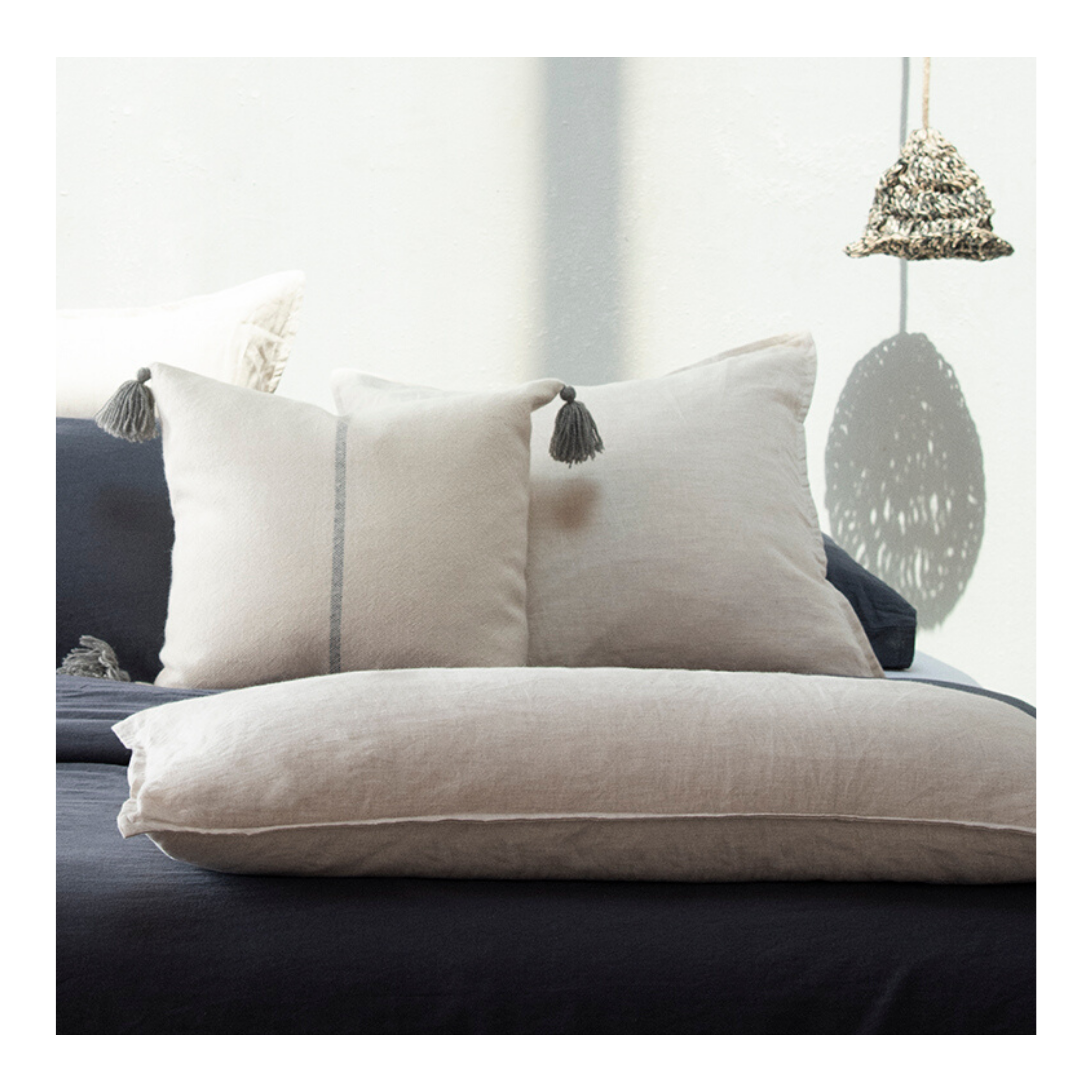 FUNDA ALMOHADON LINO OFF WHITE 70X50