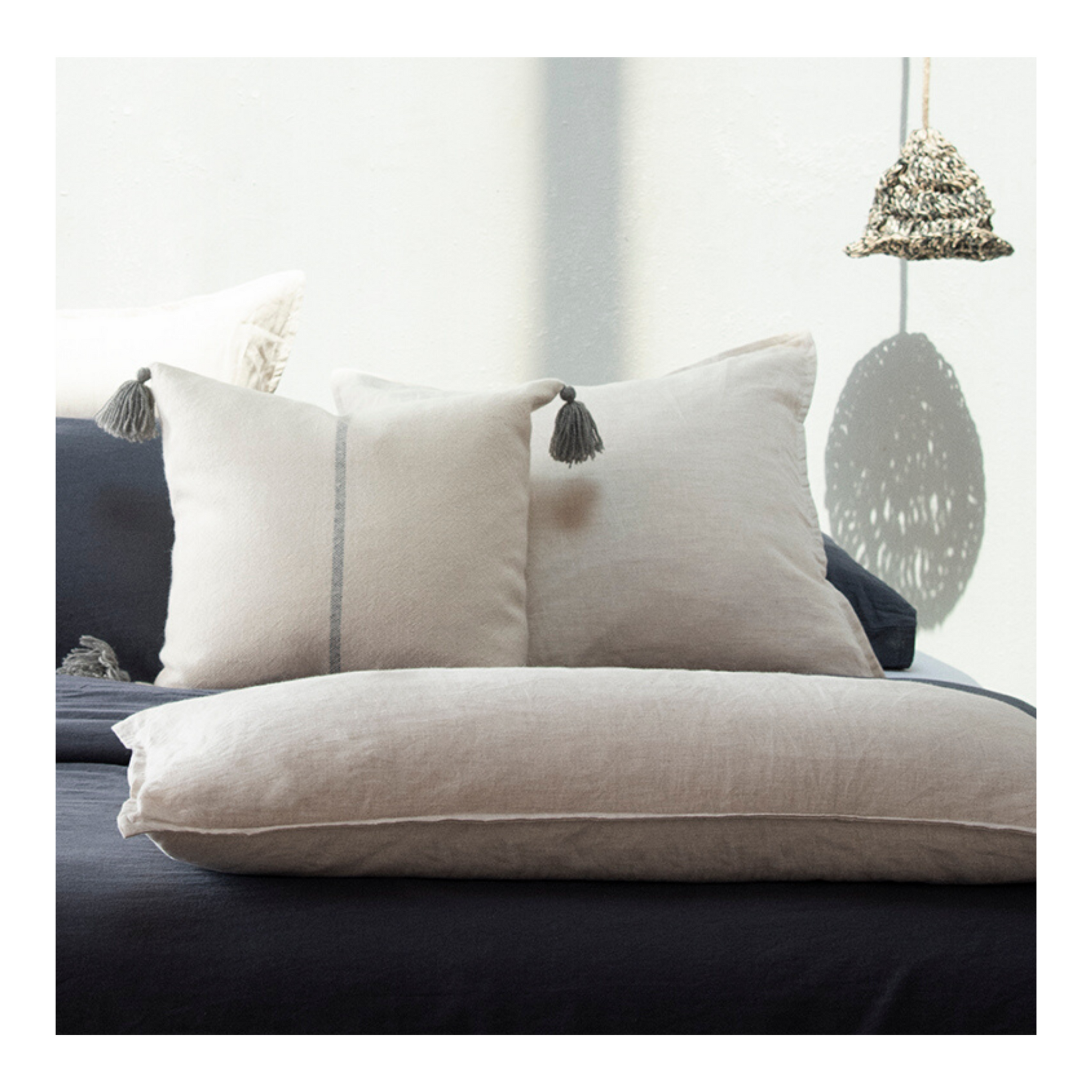 FUNDA ALMOHADON LINO OFF WHITE 70X50