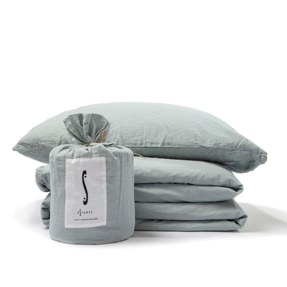 CUBREPLUMÓN ALGODON/LINO TURQUESA