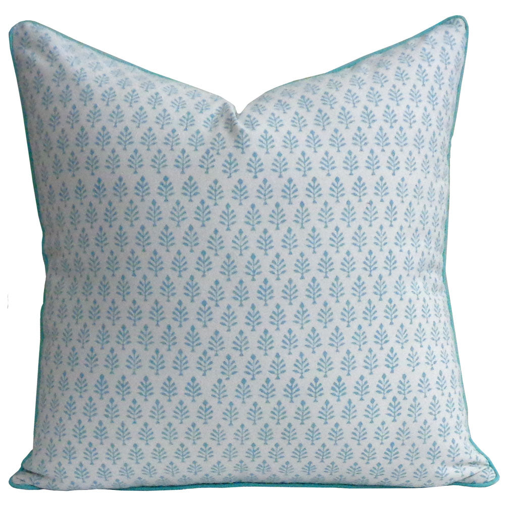 FUNDA COJIN BLOCK PRINT NEEM TURQUOISE 50x50